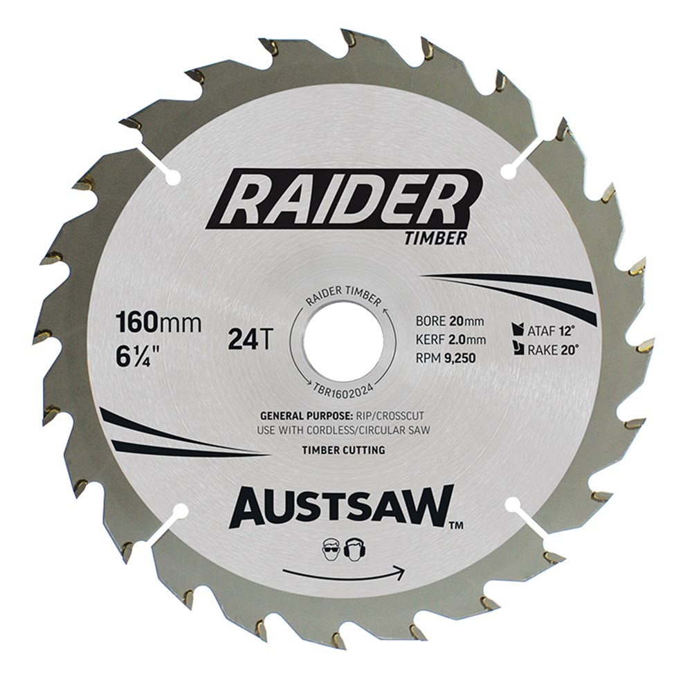 AUSTSAW RAIDERTIMBER BLADE 160MM X 20/16MM BORE - 24T THIN KERF